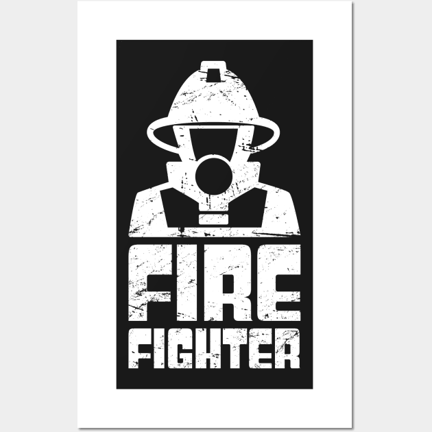 Distressed Firefighter Design Wall Art by MeatMan